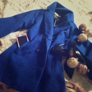 Royal Blue Faux Mohair Coat